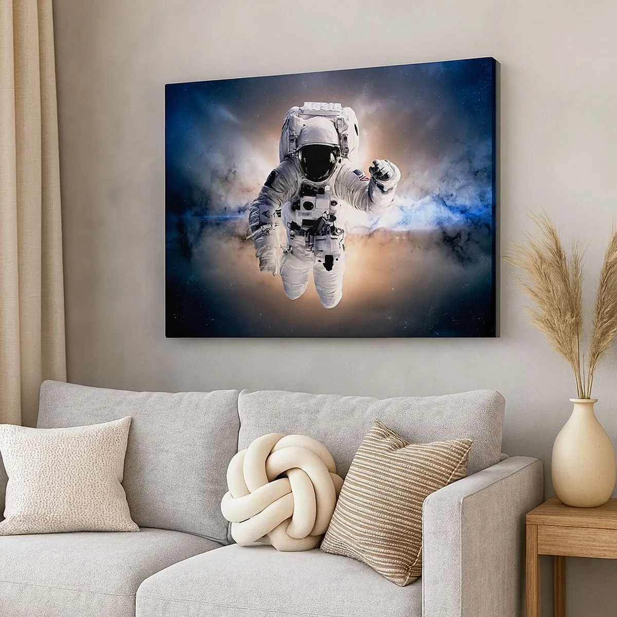 Canvas picture - Astronaut in space - 70x50cm - Greetings from Space - Modern wall decoration for the living room and bedroom ARTTOR