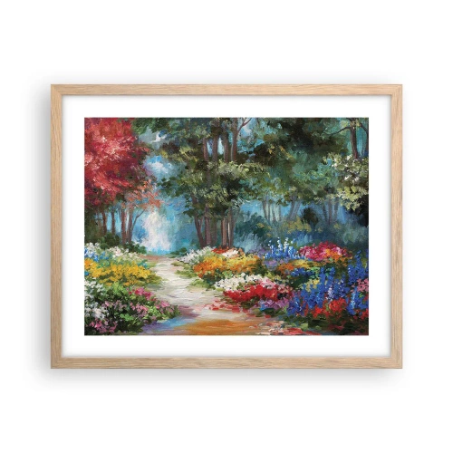 Poster in light oak frame - Wood Garden, Flowery Forest - 50x40 cm