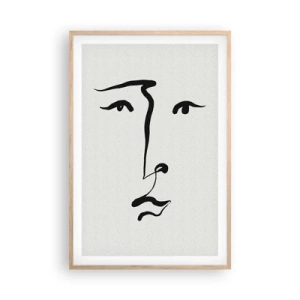 Poster in light oak frame - Portrait with One Stroke - 61x91 cm