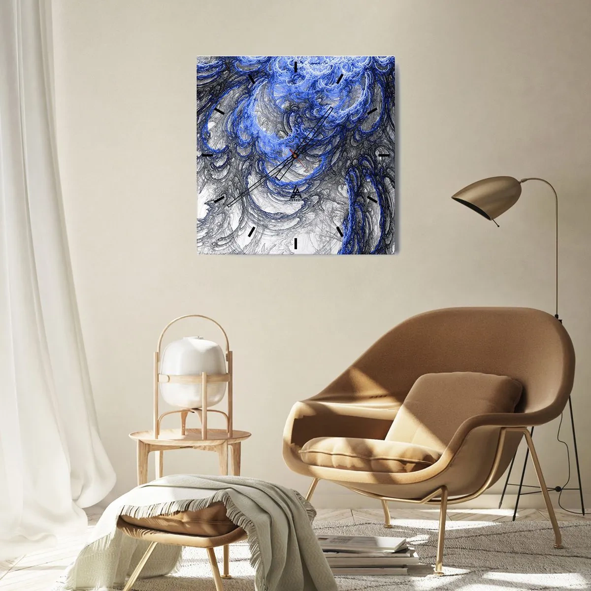 Wall clock - Clock on glass - Birth of a Wave - 40x40 cm