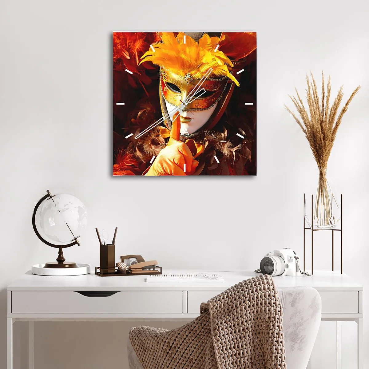 Wall clock - Clock on glass - Secret Is Part of the Game - 40x40 cm