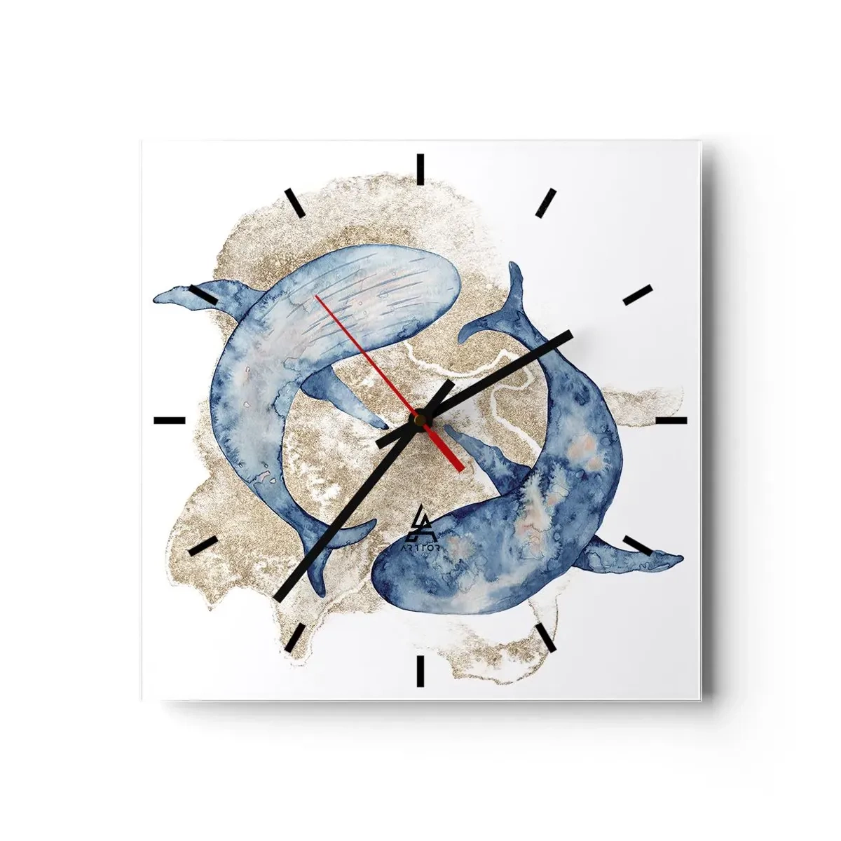 Wall clock - Clock on glass - Frendship or Love? - 40x40 cm