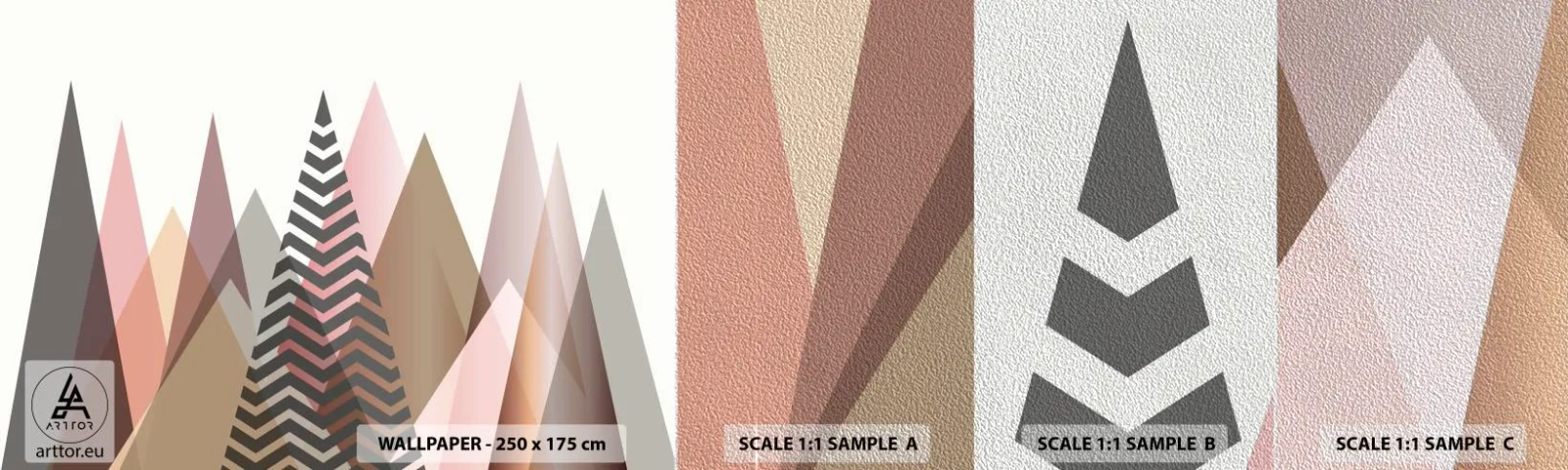 Photo Wallpaper Sample Premium Sand - View of the Piramide - Abstraction, Piece, Triangles - 100x30 cm