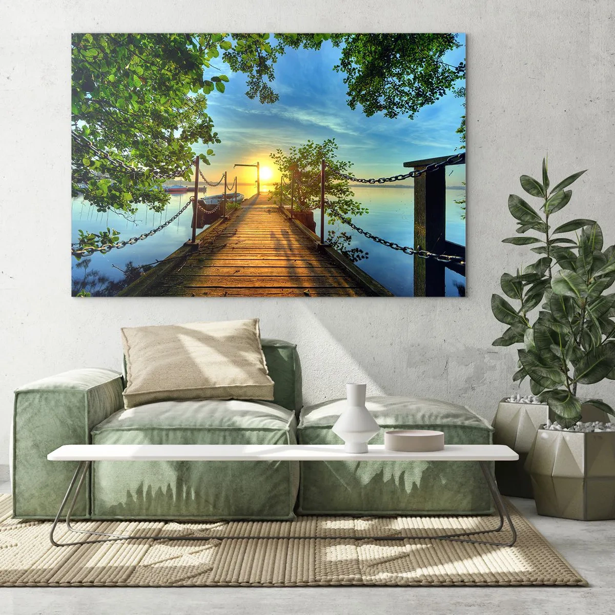 Glass picture - Sunset by the Water - 100x70 cm