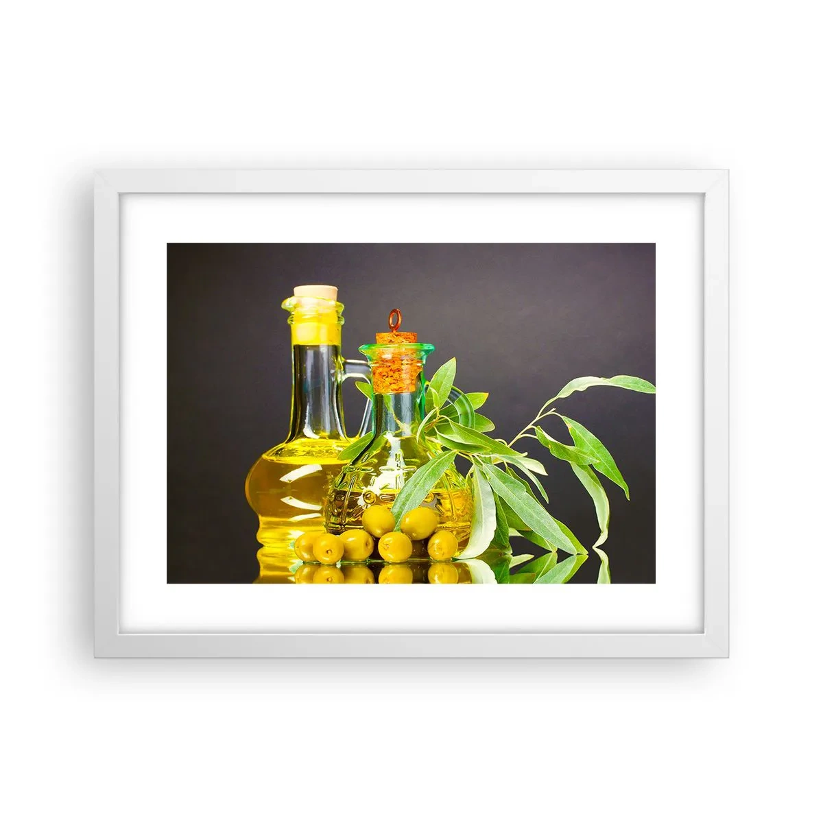 Poster in white frmae - Still Life with Olives and Olive Oil - 40x30 cm