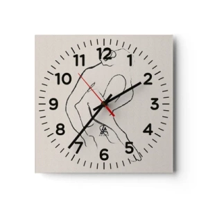 Wall clock - Clock on glass - Intimate Sketch - 40x40 cm