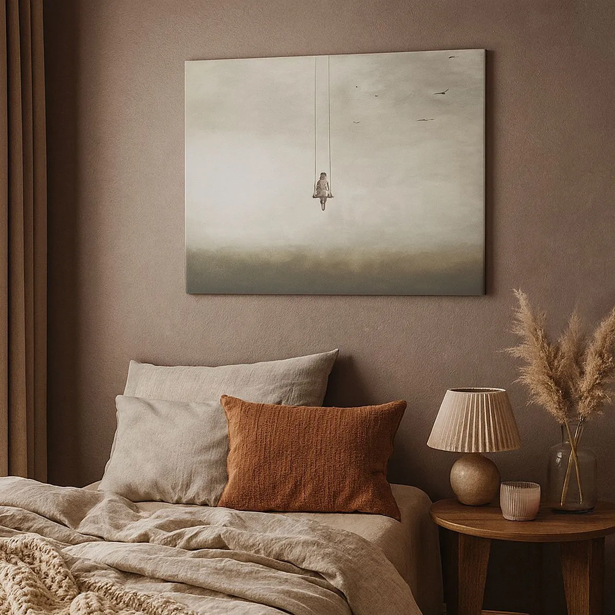 Canvas picture - A figure on a swing suspended in space - 70x50cm - Child in Us - Modern wall decoration for the living room and bedroom ARTTOR