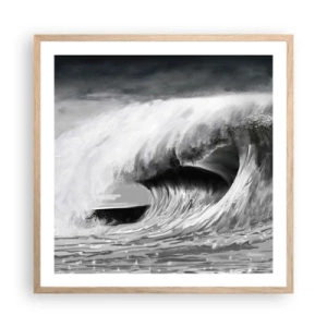 Poster in light oak frame - Wrath of the Ocean - 60x60 cm