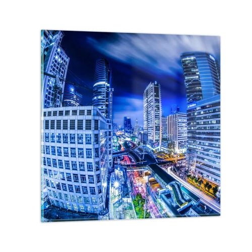Glass picture - Rhythms of a City by Night - 30x30 cm