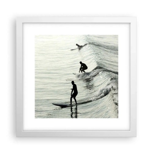 Poster in white frmae - Meeting the Wave - 30x30 cm