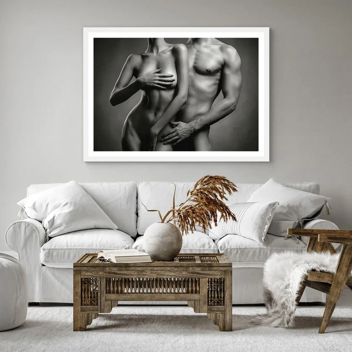 Poster in white frmae - Adam and Eve - 91x61 cm
