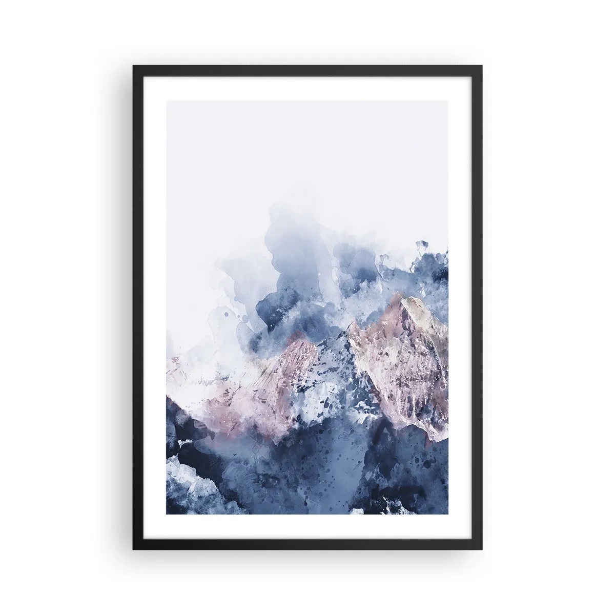 Poster in black frame - Abstract mountains in shades of blue - 50x70cm - Those Summits! - Modern wall decoration for the living room and bedroom ARTTOR