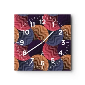 Wall clock - Clock on glass - In a Circular Rhythm - 40x40 cm