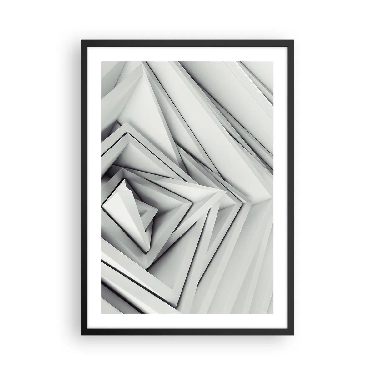 Poster in black frame - Abstract composition of geometric triangles in 3D - 50x70cm - Acute Angles Budding - Modern wall decoration for the living room and bedroom ARTTOR