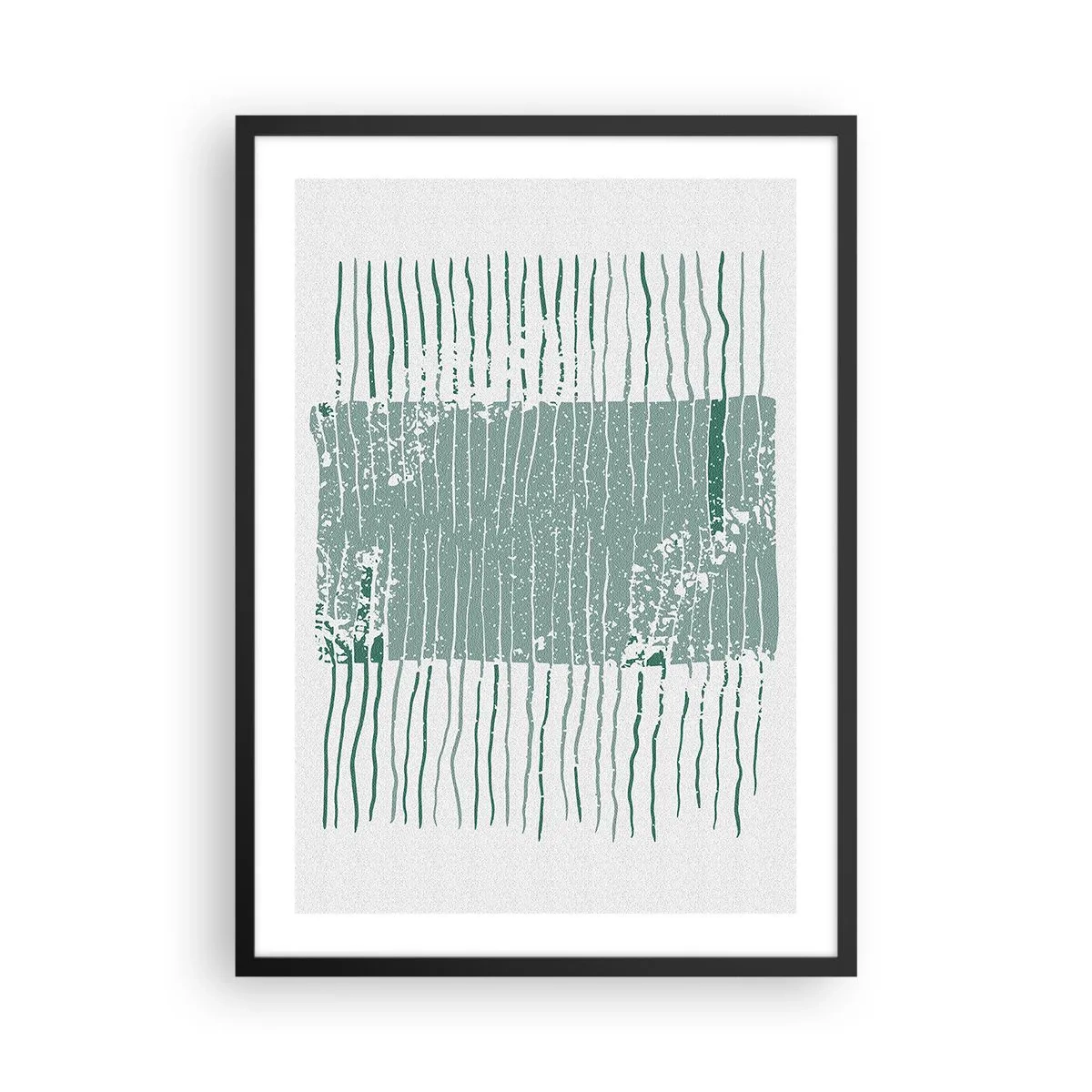 Poster in black frame - A minimalist composition of lines and textures in shades of green. - 50x70cm - Sea Abstract - Modern wall decoration for the living room and bedroom ARTTOR