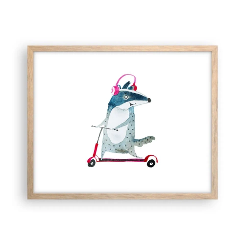 Poster in light oak frame - Joys of a Badger - 50x40 cm