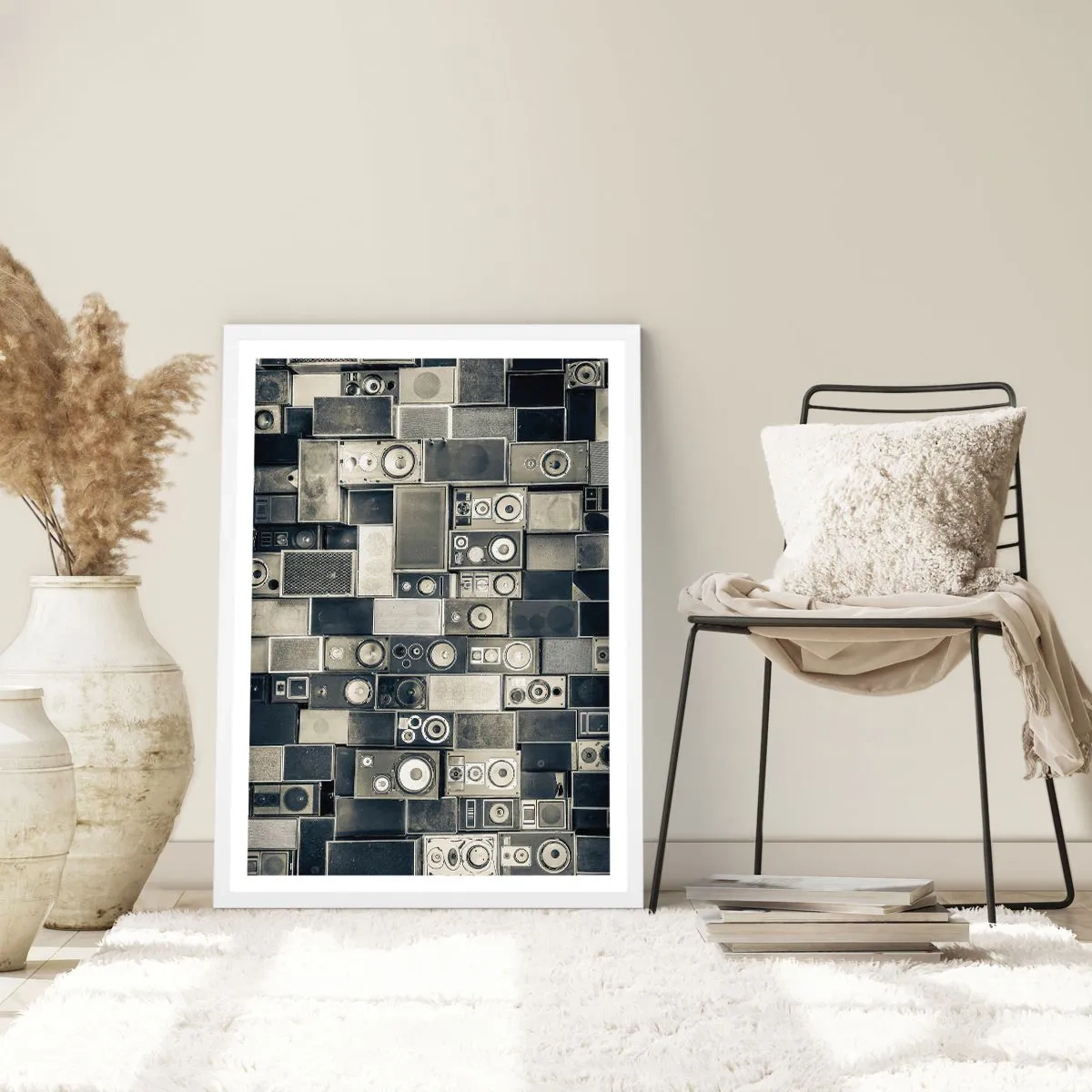 Poster in white frmae - And Music Is Playing - 50x70 cm
