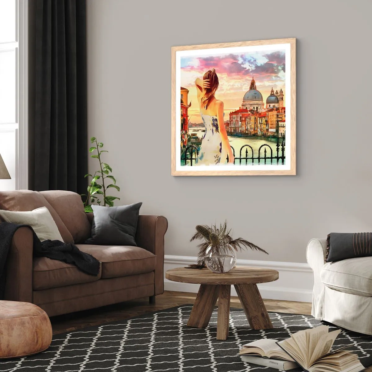Poster in light oak frame - Venice Adventure - 30x30 cm