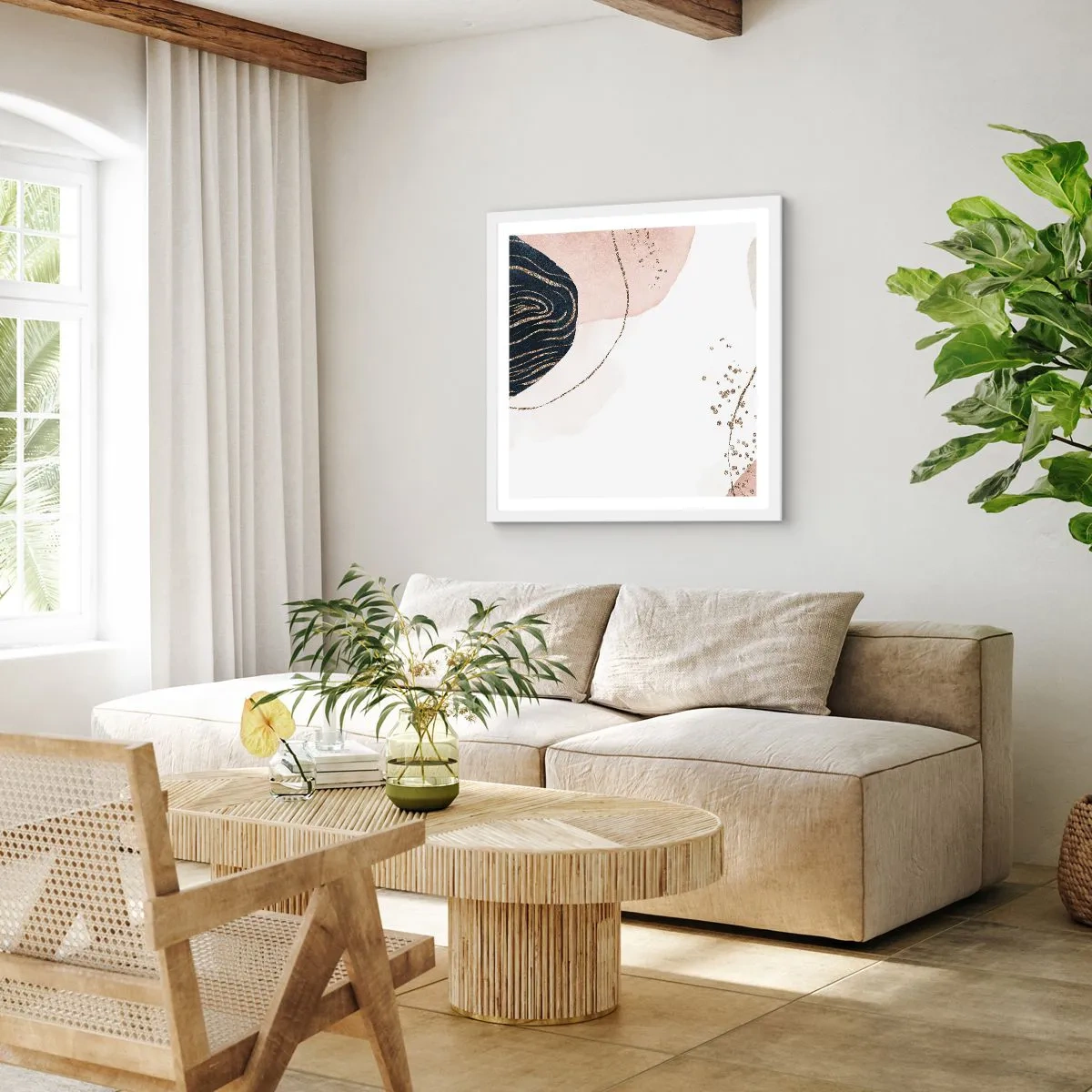 Poster in white frmae - Everything Flows - 40x40 cm