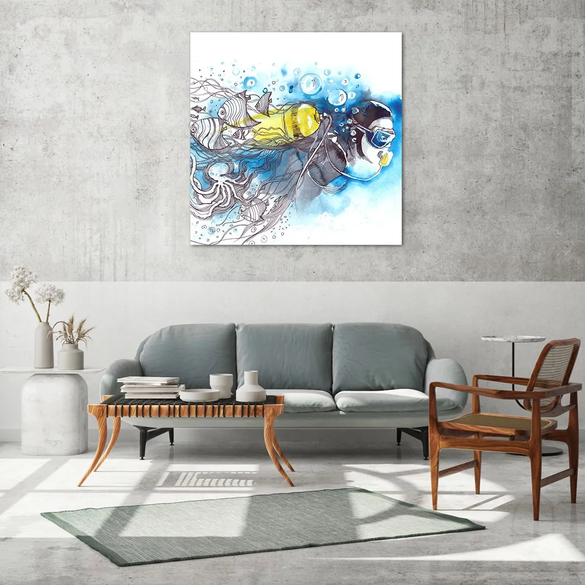 Glass picture - Big Blue - 30x30 cm