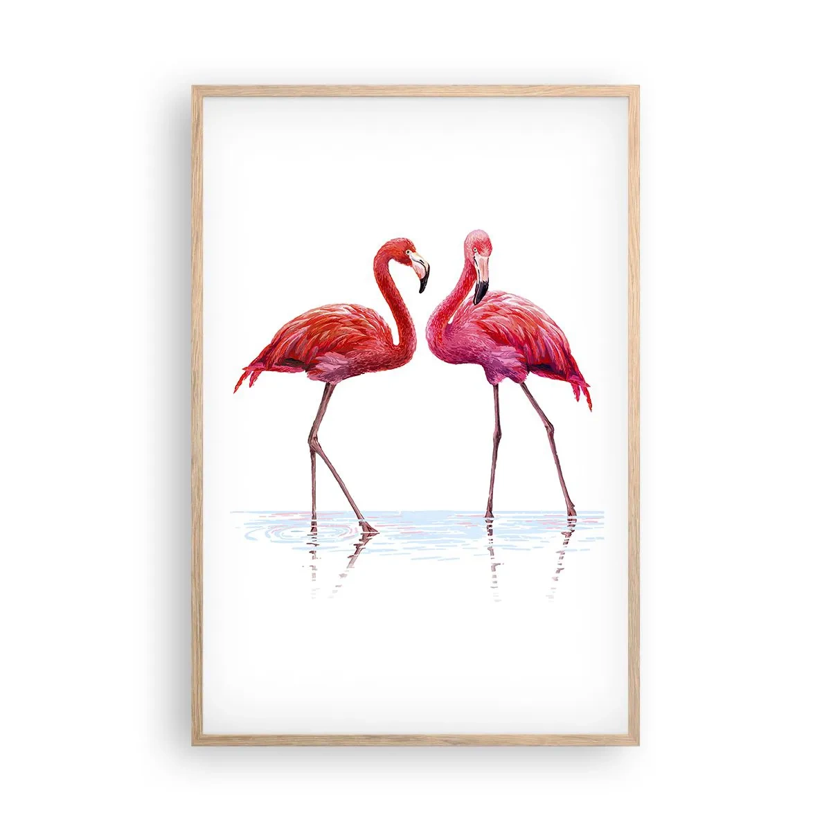 Poster in light oak frame - Pink Rendezvous - 61x91 cm