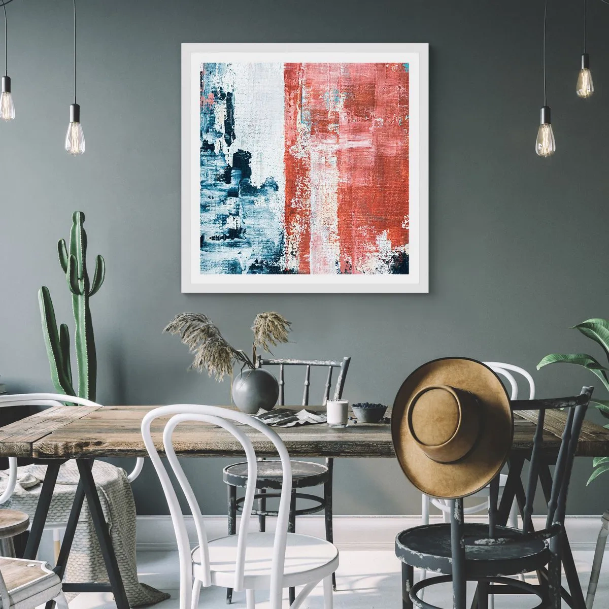 Poster in white frmae - Abstract Fifty Fifty - 30x30 cm