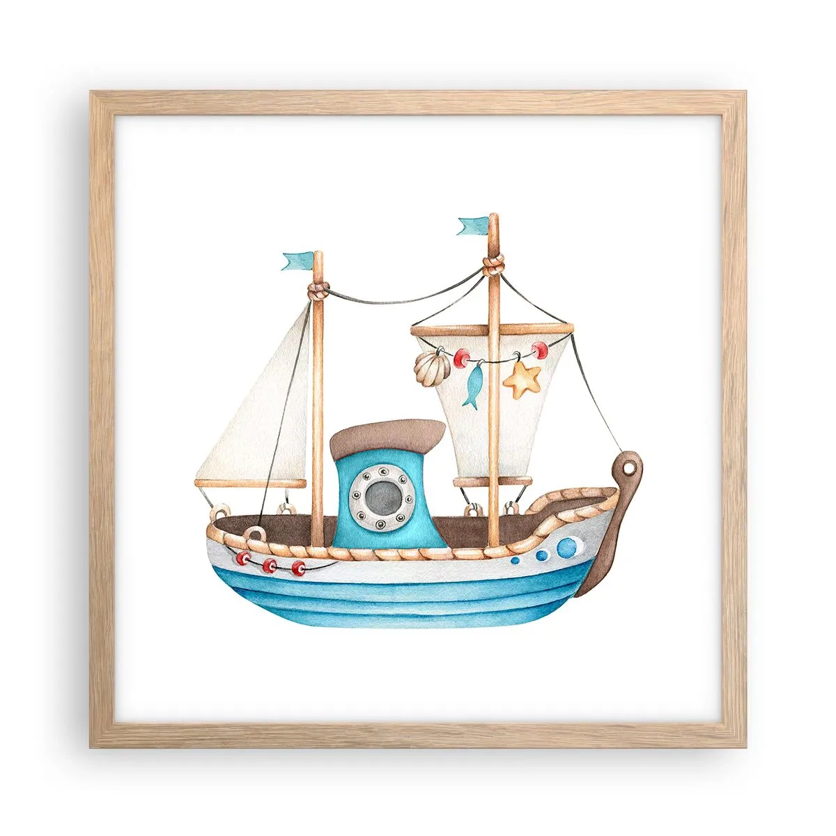 Poster in light oak frame - Ahoy, Adventure! - 40x40 cm