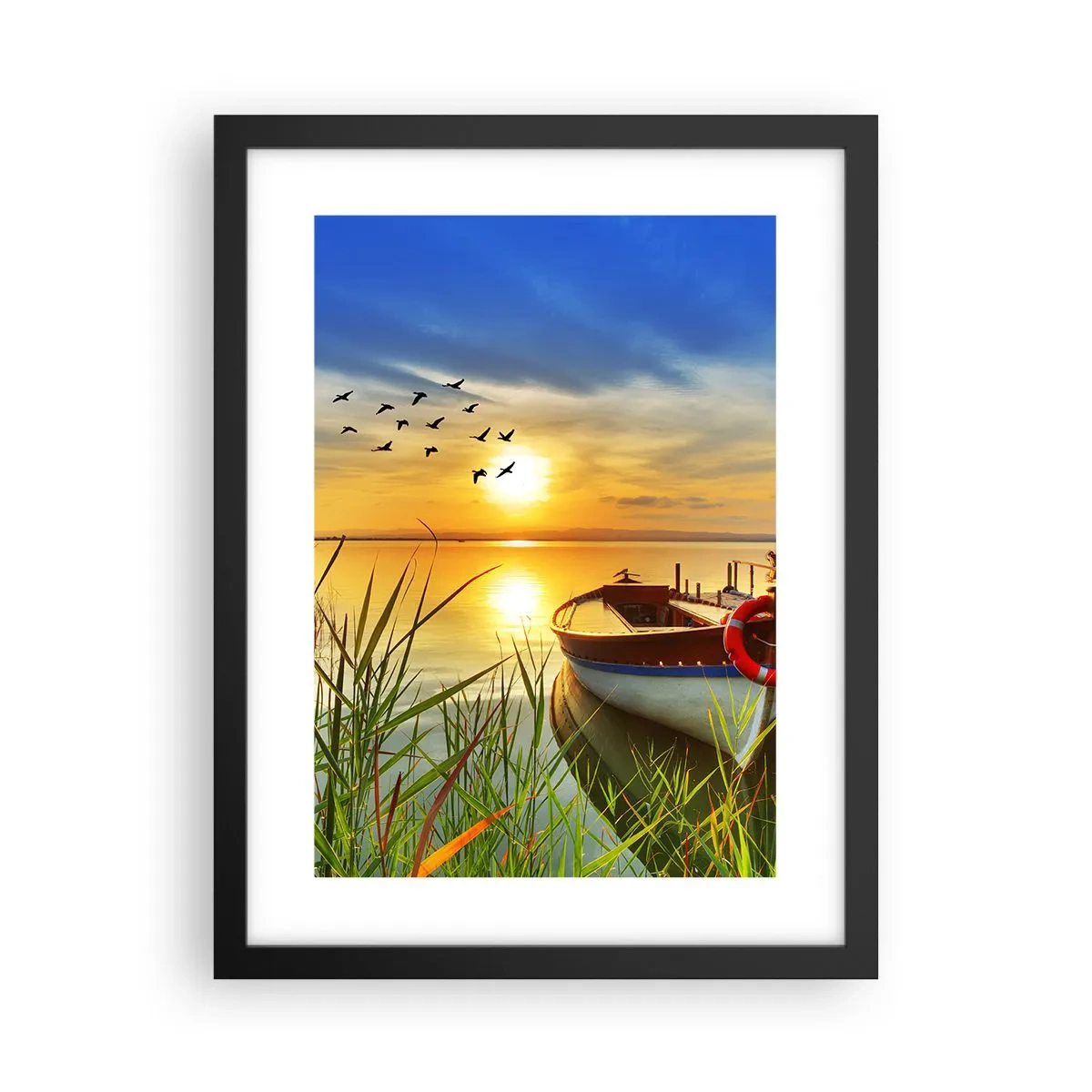 Poster in black frame - Cormorants Are Flying Away - 30x40 cm