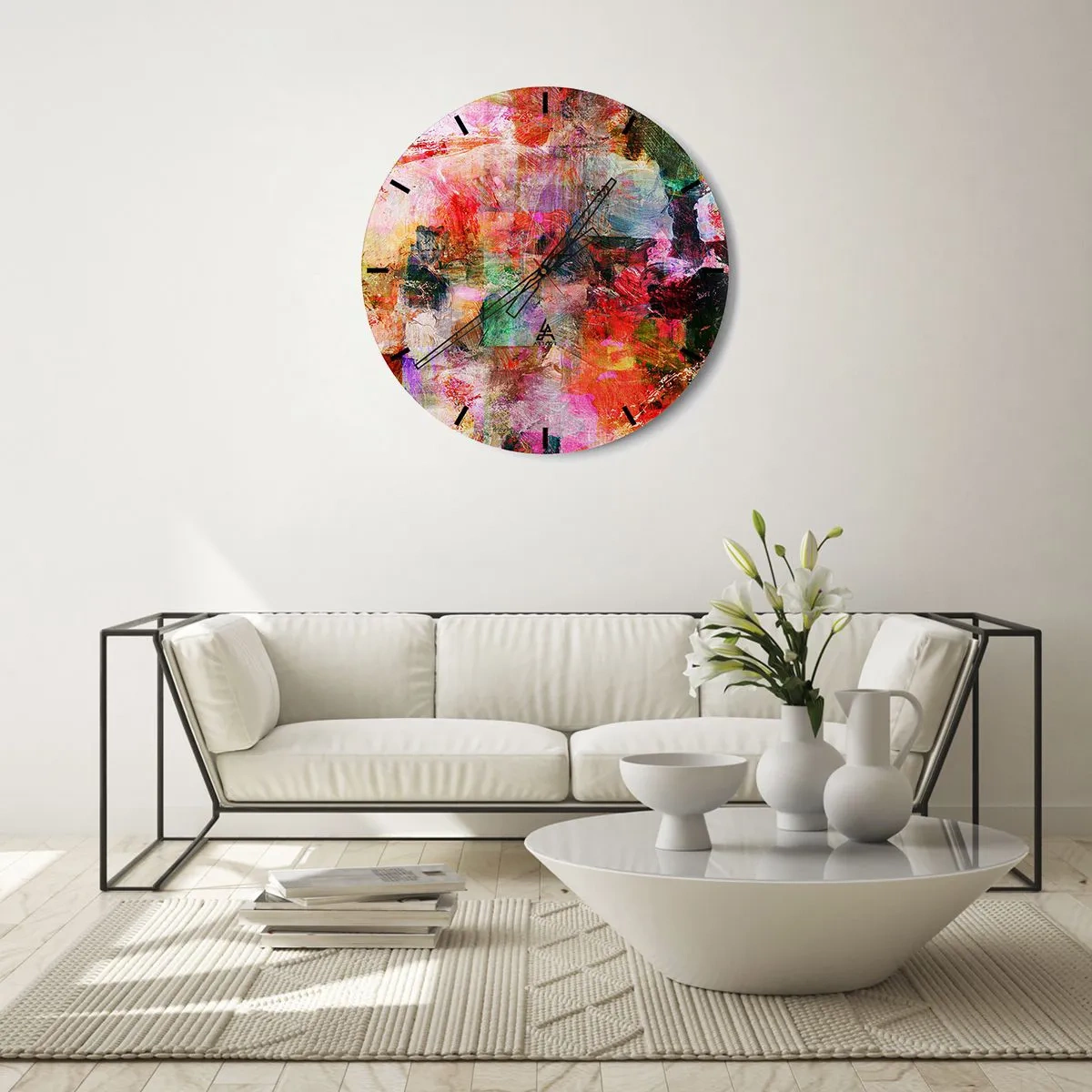 Wall clock - Clock on glass - Journey through Pink - 30x30 cm