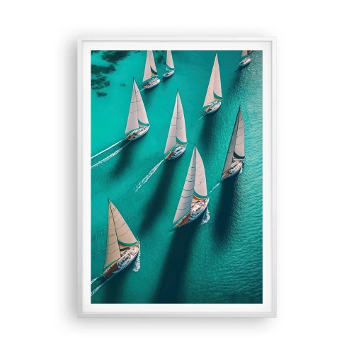 Poster in white frmae - Competing with the Wind - 70x100 cm