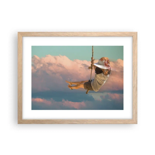 Poster in light oak frame - Fun in the Clouds - 40x30 cm