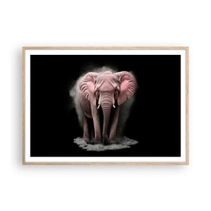 Poster in light oak frame - Don't Think About a Pink Elephant! - 100x70 cm