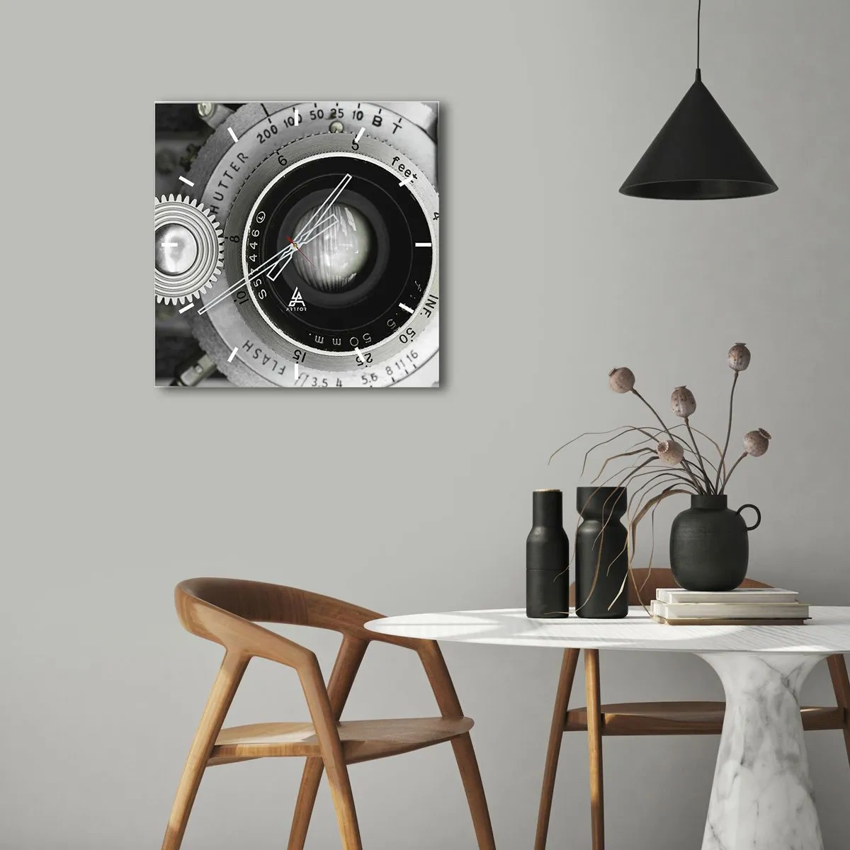 Wall clock - Clock on glass - Tale about Hollywood - 30x30 cm