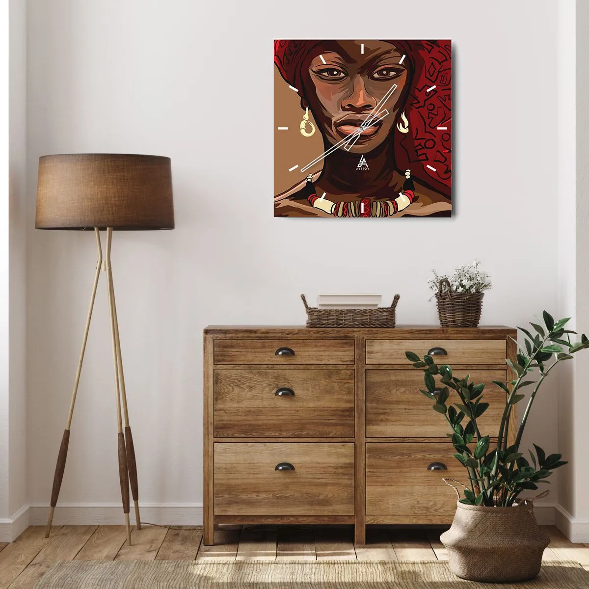 Wall clock - Clock on glass - Ebony Venus - 30x30 cm