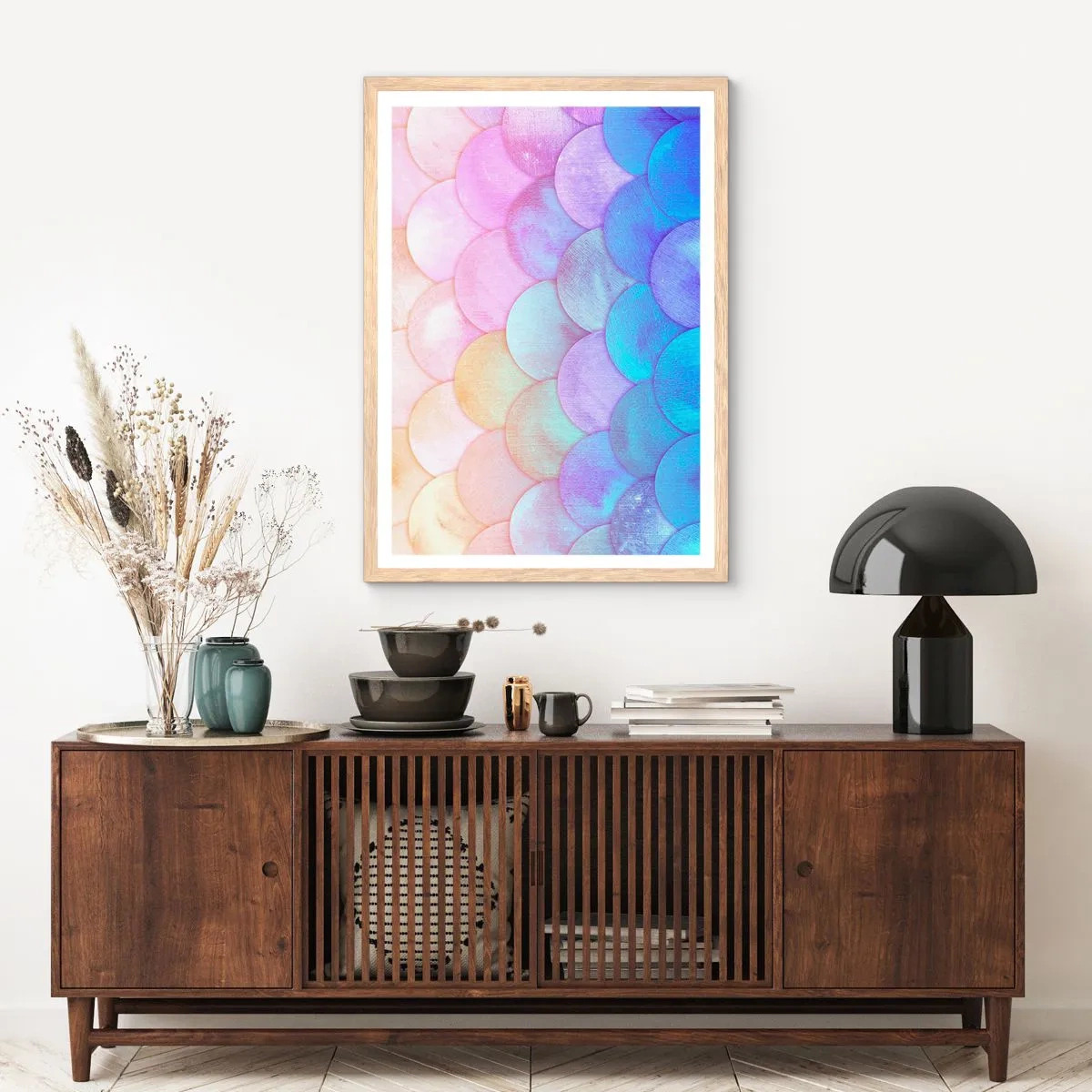 Poster in light oak frame - Pearl Scale - 61x91 cm