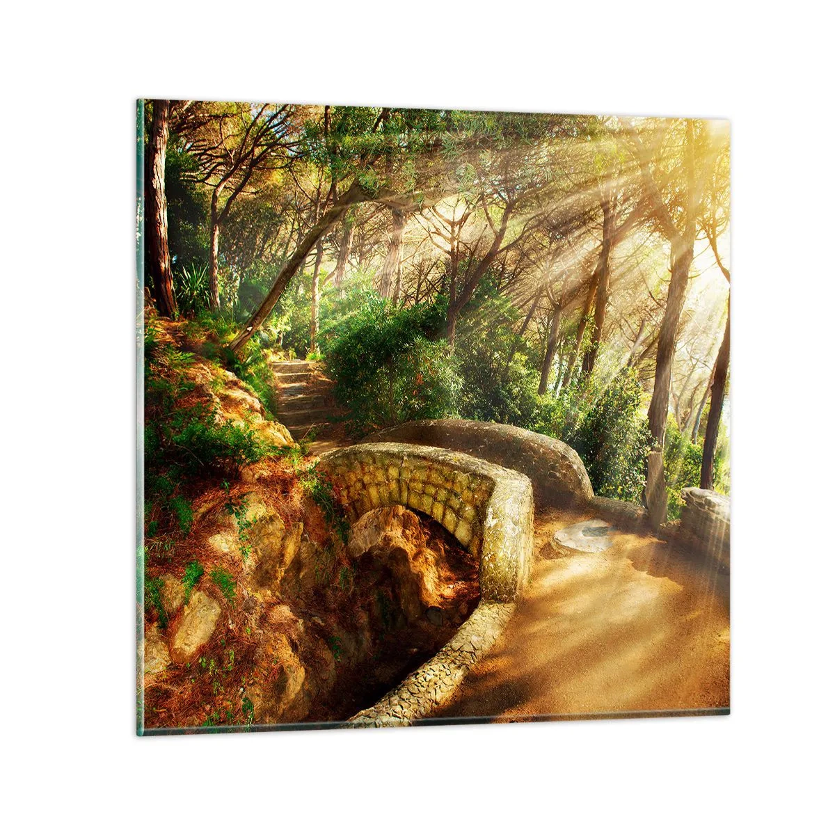 Glass picture - From the Bridge to Enchanted Forest - 70x70 cm