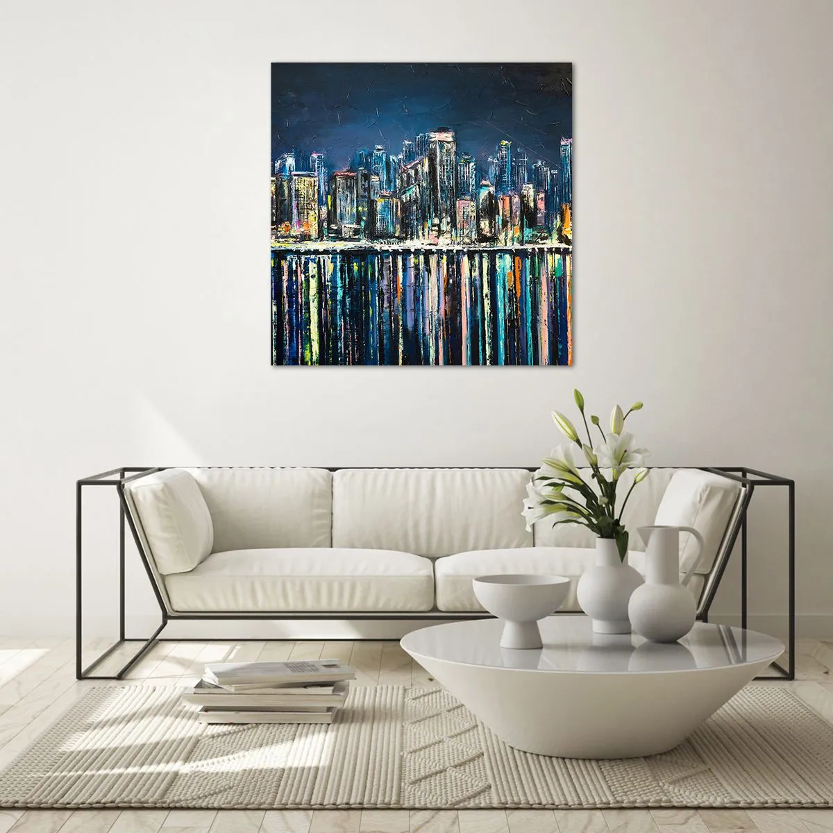 Glass picture - Cascade Of Lights - 70x70 cm