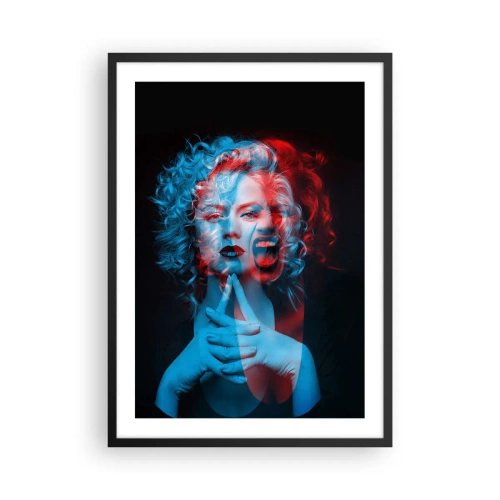 Poster in black frame - Artistic portrait of a woman in 3D effects in red and blue. - 50x70cm - Alter Ego - Modern wall decoration for the living room and bedroom ARTTOR