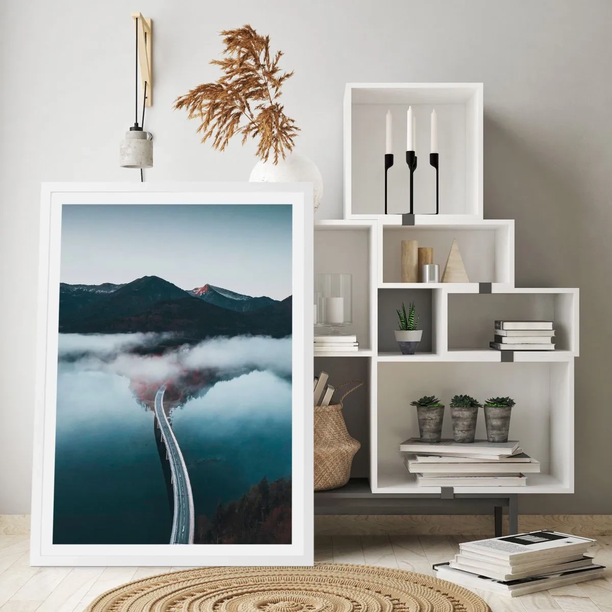 Poster in white frmae - By the Water Smooth as a Mirror - 50x70 cm