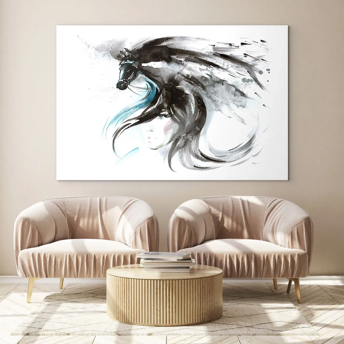 Glass picture - Gallop of a Black Prince - 100x70 cm