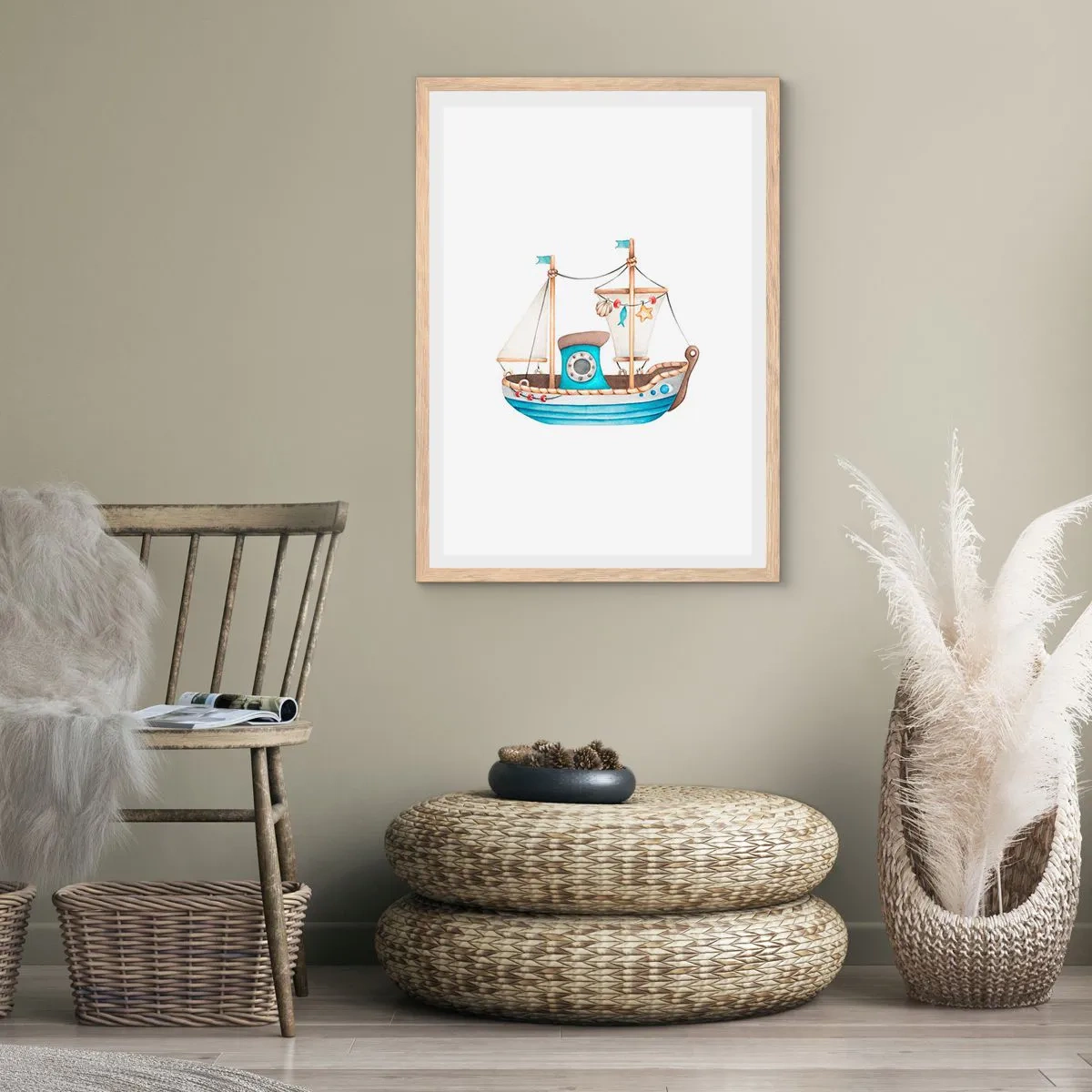 Poster in light oak frame - Ahoy, Adventure! - 30x40 cm