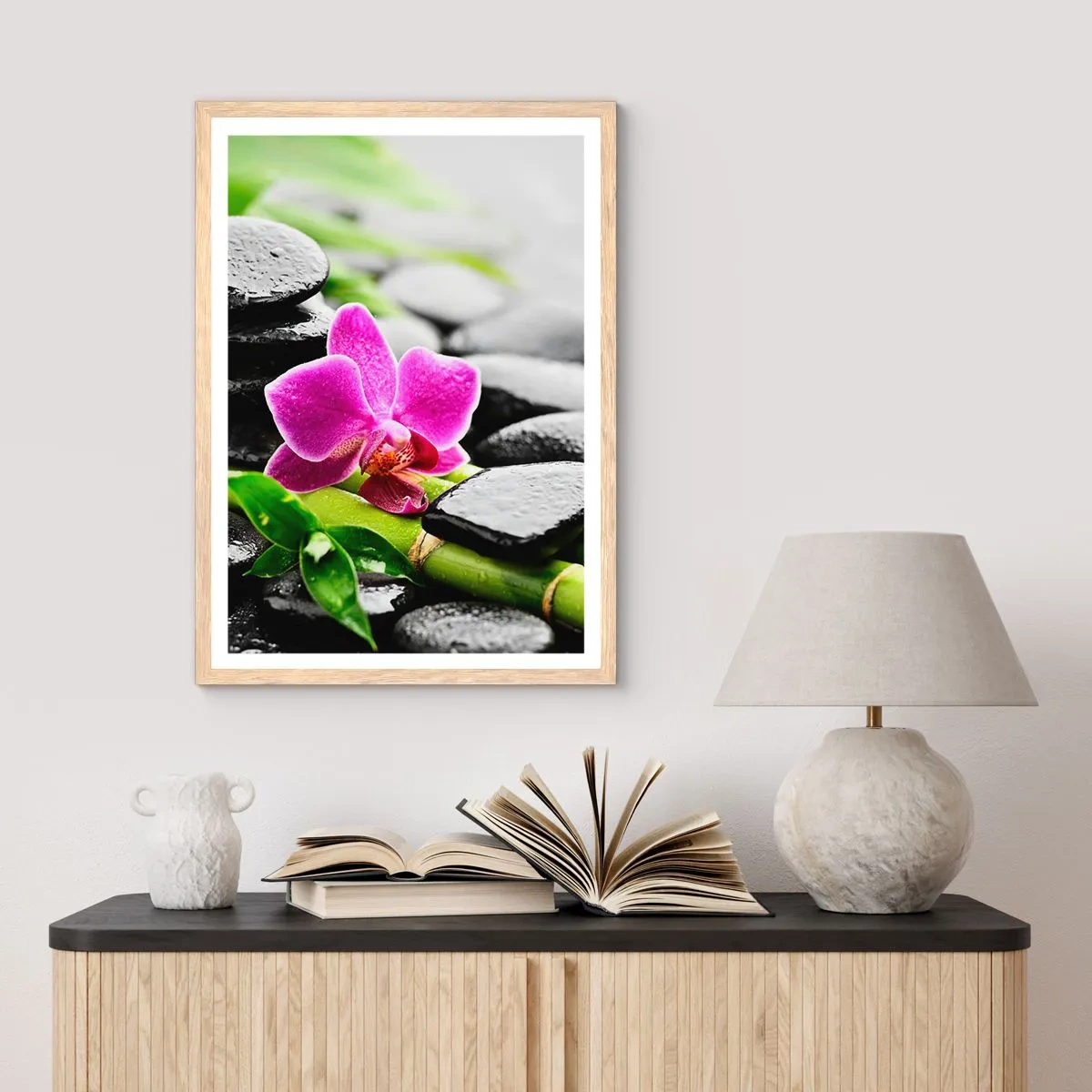 Poster in light oak frame - In a Peaceful Balance - 40x50 cm