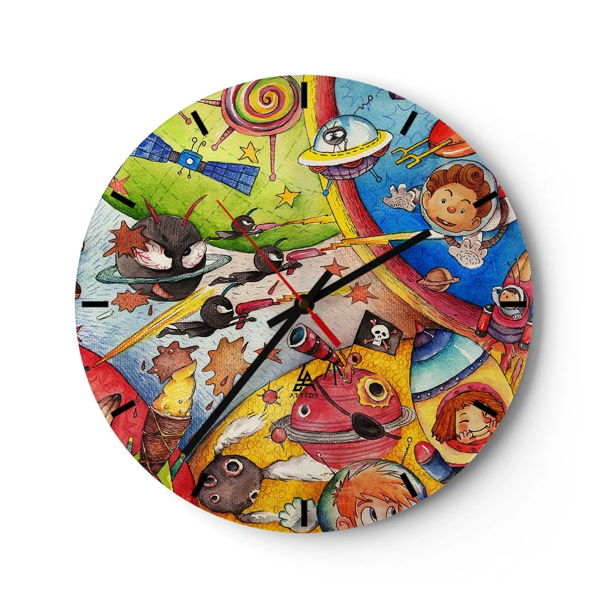 Wall clock - Clock on glass - Great Space Adventure - 40x40 cm