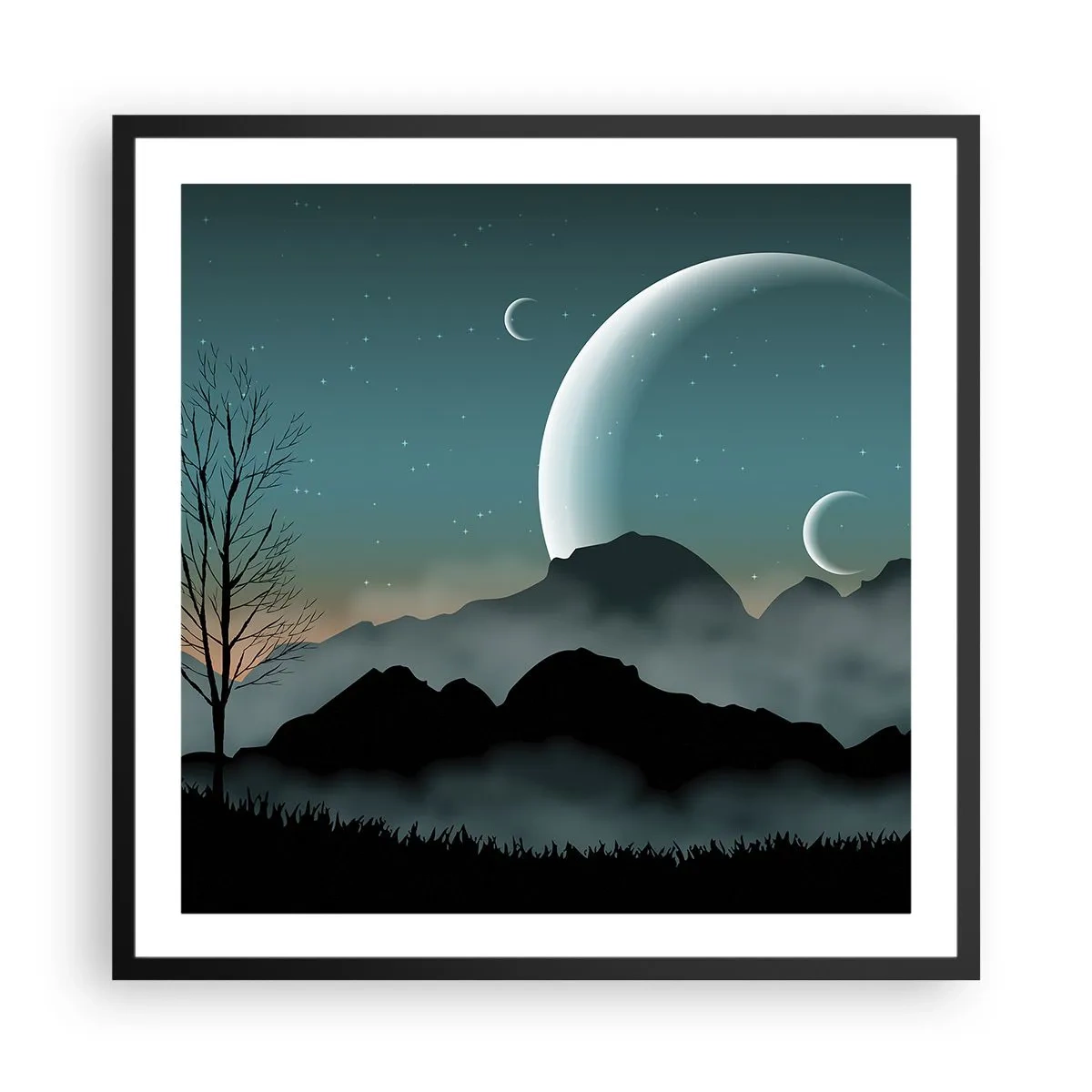 Poster in black frame - Carnival of a Starry Night - 60x60 cm
