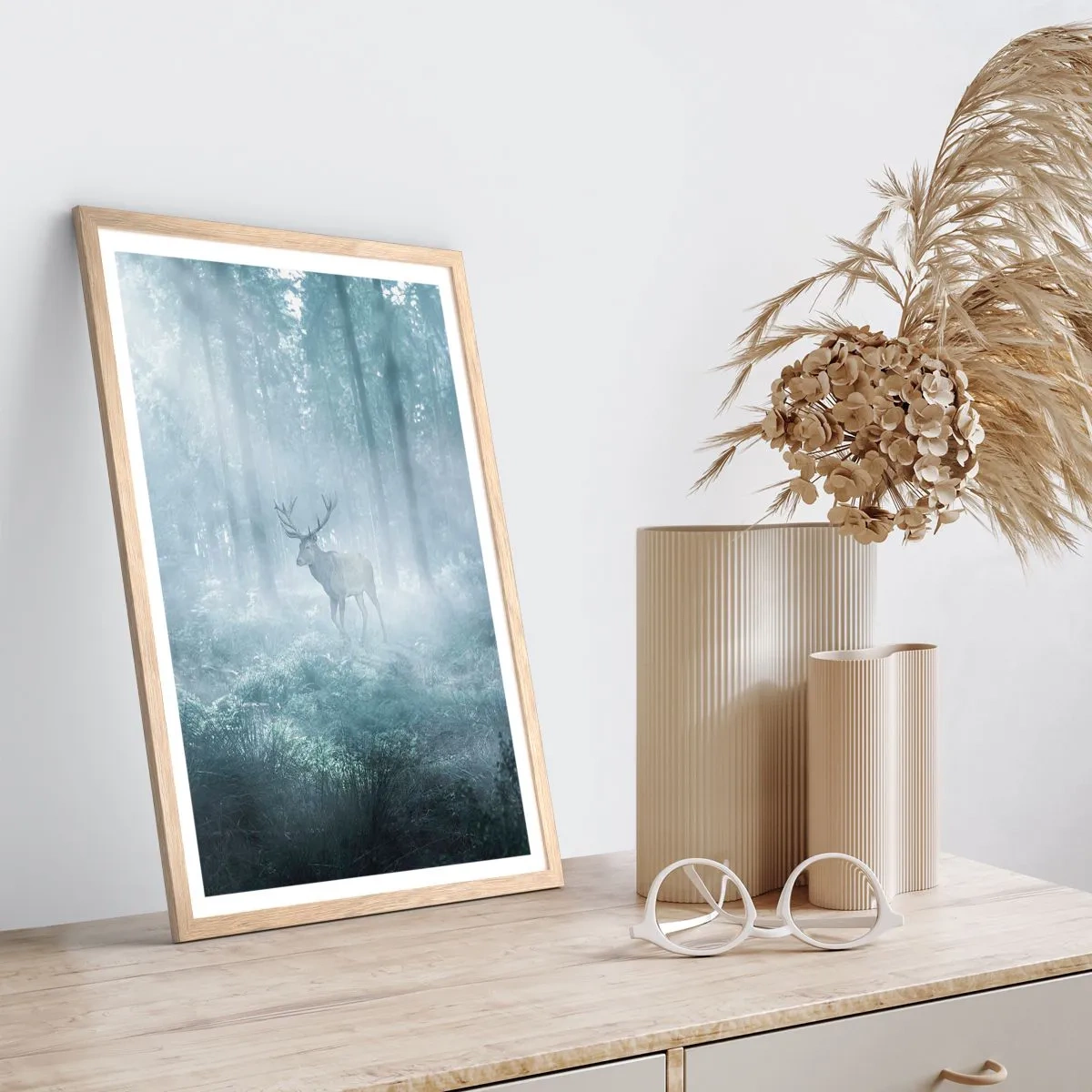 Poster in light oak frame - Morning Round of the Estate - 61x91 cm