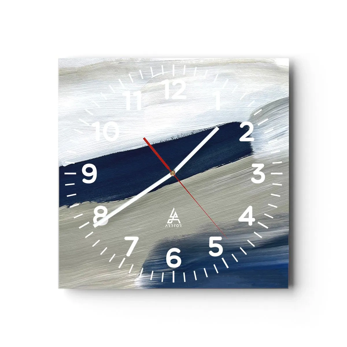 Wall clock - Clock on glass - Encounter with White - 40x40 cm