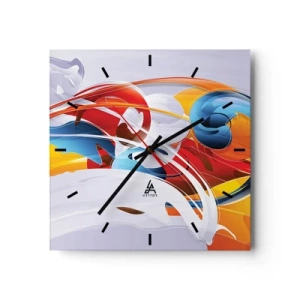 Wall clock - Clock on glass - Dance of Elements - 40x40 cm