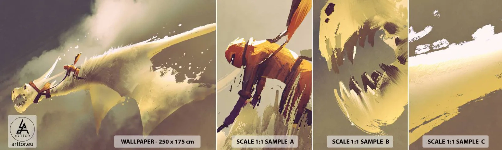 Photo Wallpaper Sample Standard Eco - To the Rescue of the World - Abstraction, Fantasy, Dragon - 100x30 cm