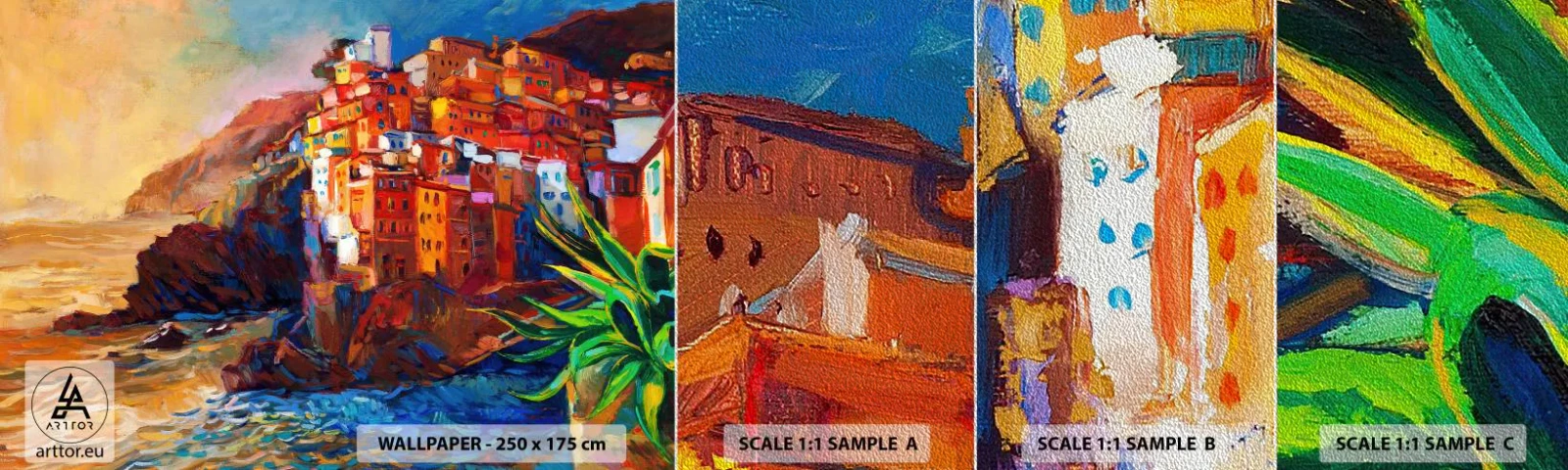 Photo Wallpaper Sample Premium Sand - Italian Vibes - Landscape, Architecture, Sea Coast - 100x30 cm