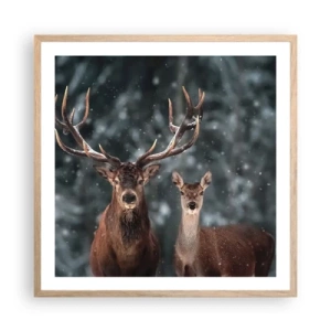 Poster in light oak frame - Master of the Forest with His Wife - 60x60 cm